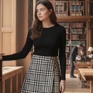 Urban Outfitters pleated plaid wrap around girlhood core mini skirt